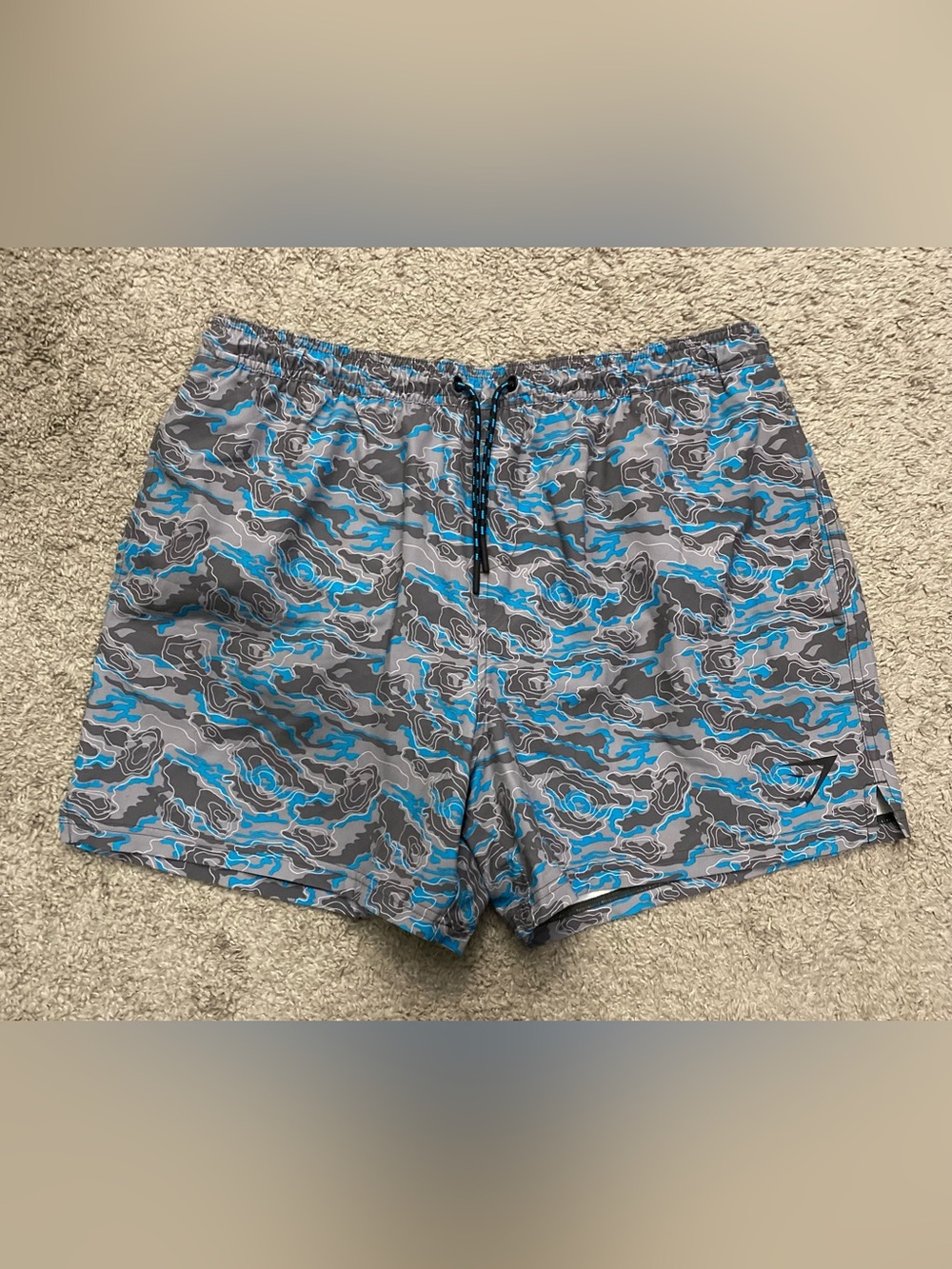 Gymshark Gray & Blue Camo Swim Trunks